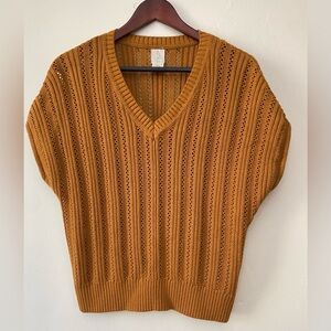Joie Mustard Open-Knit Sleeveless V-Neck Sweater Vest – Size M
